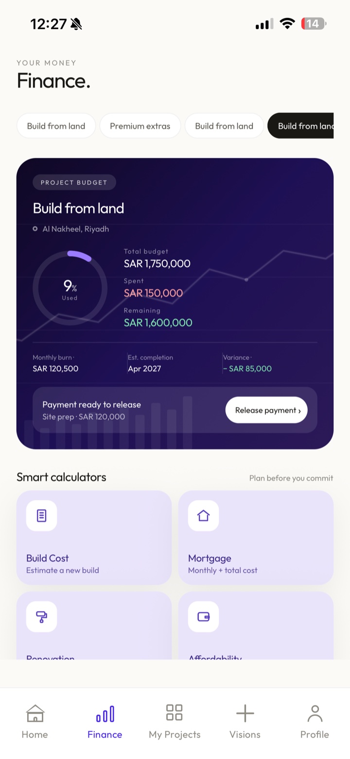 Ertah app: Finance screen