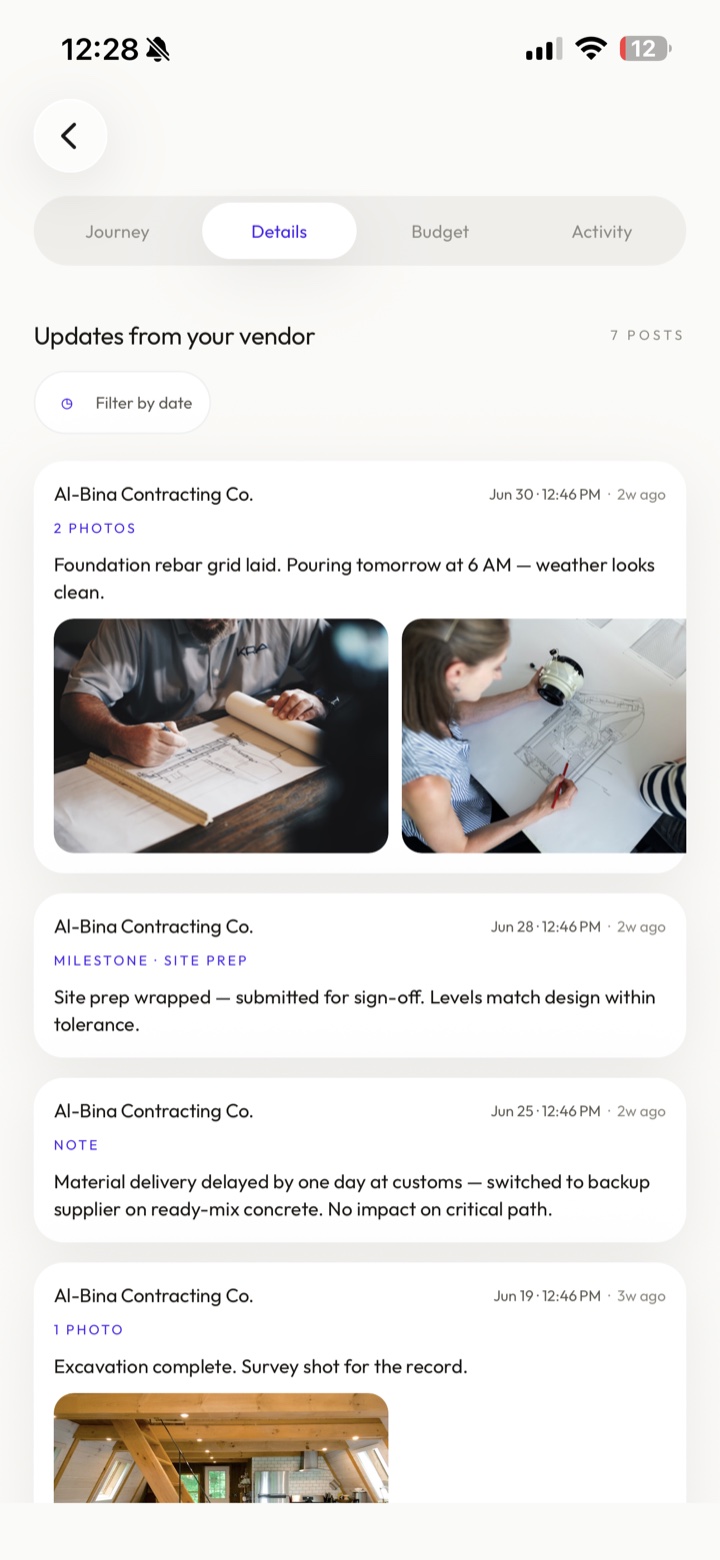 Ertah app: daily vendor updates with photos