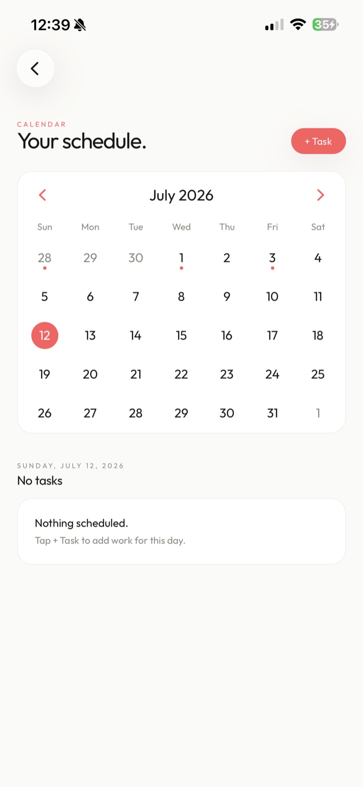 Ertah vendor app: schedule and site tasks